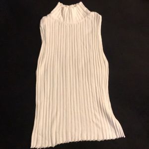 Zara white ripped turtle neck tank